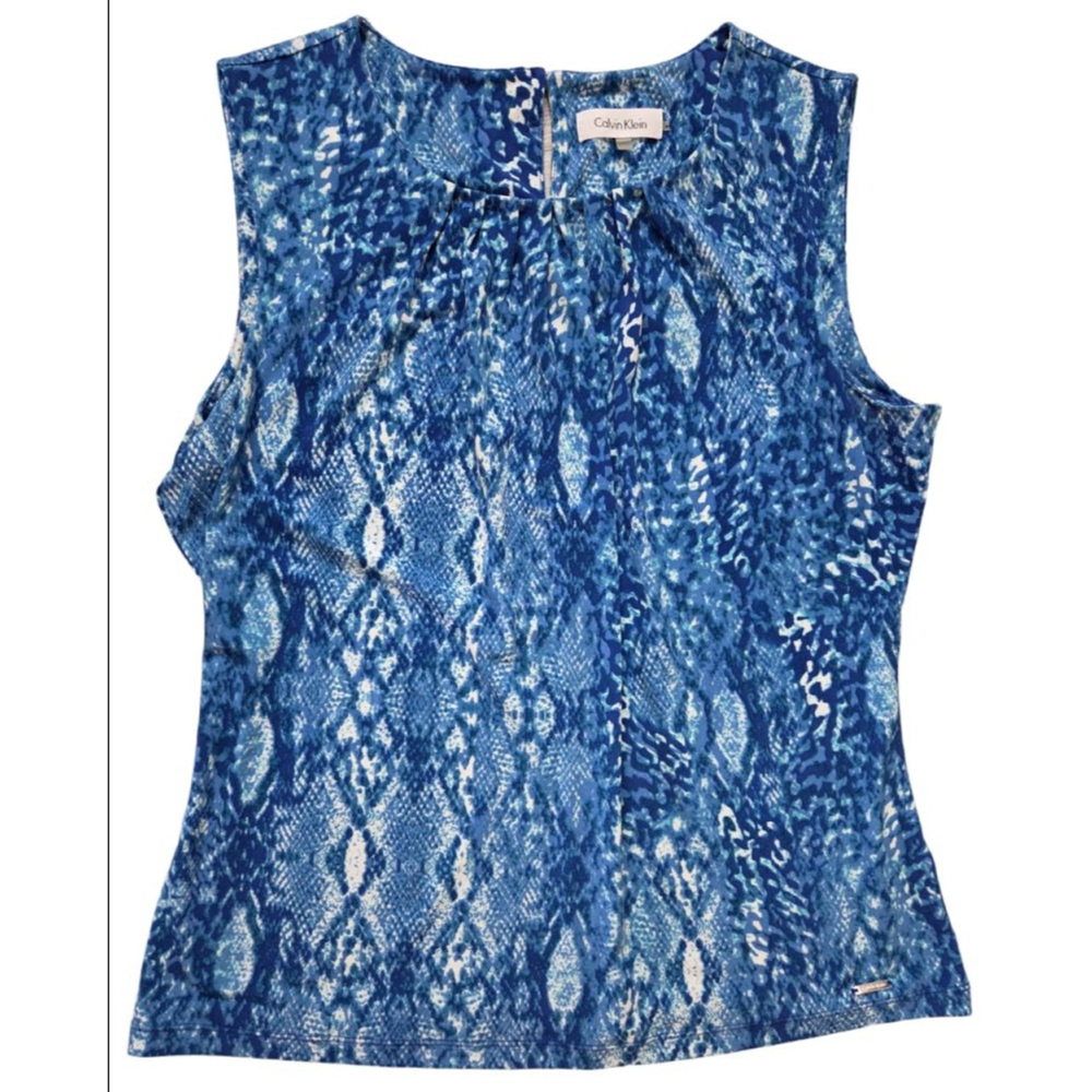 Women's Calvin Klein Blue & White Snake Print Tank Top M